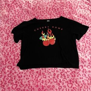 Cherry Bomb Black Crop Top